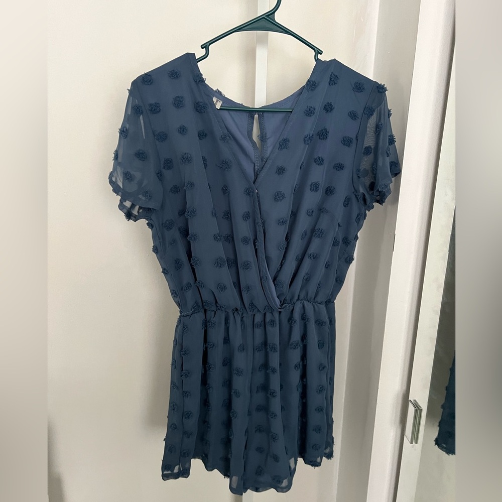 Polka dot blue romper
